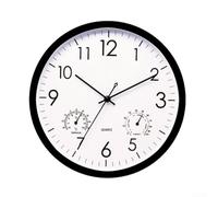 Horloge murale silencieuse de 30,5 cm avec affichage en temps réel de la température et de l'humidité, design moderne et propre pour la décoration de la maison (noir)