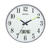 Horloge murale silencieuse de 30,5 cm avec écran LCD pour la température, l'humidité et l'heure, veilleuse, alimentée par piles pour un placement flexible autour de la maison ou du bureau