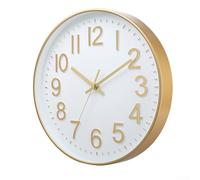 Horloge murale silencieuse de 30,5 cm avec mouvement sans tic-tac et chiffres arabes clairs, convient pour le salon, la chambre à coucher, la cuisine et le bureau