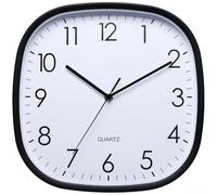 Horloge murale silencieuse de 30,5 cm sans tic-tac à piles avec mouvement à quartz pour décoration de maison, salon, bureau - Grand écran facile à lire, cadre en plastique, sans bruit de tic-tac (noir