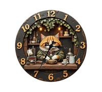 Horloge murale silencieuse de 30 cm - Horloge murale thème chat en bois | Horloges rondes design rétro mignon et anti-tic-tac pour salon chambre bureau | Horloges murales de chats - Home Farmhouse