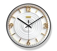 Horloge murale silencieuse de style nordique, 30 cm, horloge à quartz moderne minimaliste avec design blanc et or, fonctionne avec piles pour salon, chambre à coucher, cuisine