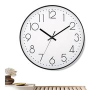 Horloge murale silencieuse, décoration à piles, affichage de l'heure de 25,4 cm, accessoire fonctionnel pour la maison pour propriétaires, locataires, salon, chambre à coucher, chambre d'enfant