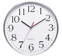 Horloge murale silencieuse en aluminium de 30,5 cm avec mouvement à quartz pour chambre à coucher et salon, horloge murale décorative avec chiffres en gras pour une lecture facile de l'heure (B)