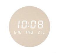 Horloge murale silencieuse en bois avec affichage de la date, de la température et écran LED étanche pour le salon ou la chambre à coucher, chargement USB ou alimentation enfichable, design rond