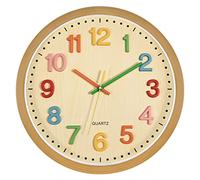 Horloge Murale-Silencieuse Enfant Apprentissage Colorée avec 3D Chiffres