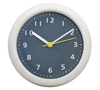 Horloge murale silencieuse et étanche de 15,2 cm avec ventouse, sans tic-tac, anti-brouillard, fonctionne à piles, horloge murale de jardin pour salle de bain, cuisine, terrasse, piscine (blanc gris)