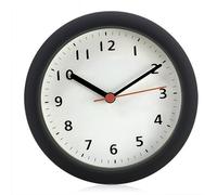 Horloge murale silencieuse et étanche de 15,2 cm avec ventouse, sans tic-tac, anti-brouillard, fonctionne à piles, horloge murale de jardin pour salle de bain, cuisine, terrasse, piscine (noir blanc)