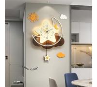 Horloge Murale silencieuse for Enfants, sans tic-tac, Moderne et créative, étoiles, Lune, Horloge Murale décorative en Acrylique, 6 Niveaux de Gradation de la télécommande (Size : Small)