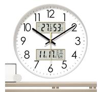 Horloge Murale silencieuse - Horloge Murale sans tic-, horloges murales, Horloge Murale Ronde phosphorescente, décoration de Chambre avec température et humidité, décoration silencieuse de Wals de