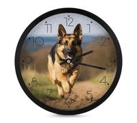 Horloge murale silencieuse moderne - Motif berger allemand - Tendance - Horloge murale ronde - Fonctionne avec piles - Pour bureau, salle de classe, école, maison, salon, chambre à coucher, cuisine