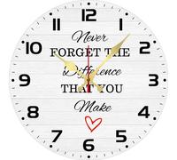 Horloge murale silencieuse « Never Forget The Difference You Make », cadeau de remerciement pour femme, employé, patron, collègue, manager, enseignant, infirmière, amie - Appréciation retraite adieu