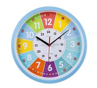 Horloge Murale Silencieuse pour Enfants, Horloge d'apprentissage Colorée Sans Tic-tac, Idéale pour Les Garçons et les Filles, Chambre d'enfants, Chambre à Coucher, Cuisine, Salon, école, 25 cm