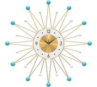 Horloge Murale silencieuse,pour la décoration du Salon,Style Art Milieu siècle,sans tic-tac,Moderne en métal de Chambre à Coucher(Bleue,76cm)