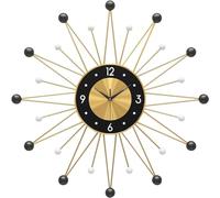 Horloge Murale silencieuse,pour la décoration du Salon,Style Art Milieu siècle,sans tic-tac,Moderne en métal de Chambre à Coucher(Noir,56cm)