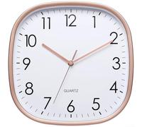 Horloge murale silencieuse sans tic-tac, grand écran de 30,5 cm, quartz à piles, décoration ronde élégante pour salon, bureau, chambre à coucher, maison (or rose)