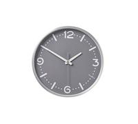 NEDIS Horloge Murale analogique, Mouvement à Quartz Silencieux, sans tic-tac, Cadre en Aluminium Moderne pour la Maison et Le Bureau, Facile à Lire, diamètre de 30 cm - Argenté/Gris