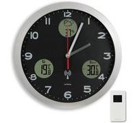 Fishtec Horloge murale station météo digitale radiopilotée - Temp. int./ext., Hygromètre - Ø30 cm