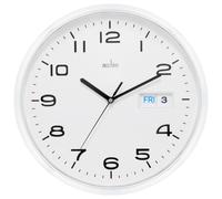 Horloge Murale Supervisor 320Mm Avec Jour Et Date, Blanche / Chrome - 21027