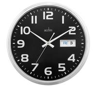 Horloge Murale Supervisor 320Mm Avec Jour Et Date, Noir / Chrome - 21023