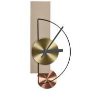 Horloge Murale Suspendue 31 x 63 cm Design Moderne Sans Chiffres Acier Beige Cev