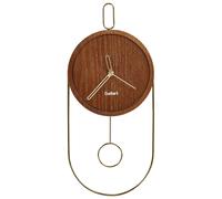 Horloge Murale Suspendue en MDF 20 x 45 cm Design Sans Chiffre Pendule Bois Fonc