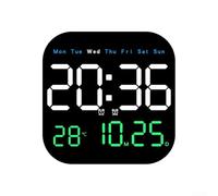 Horloge murale télécommandée avec affichage de la température, alarme, date, jour de la semaine, minuterie et compte à rebours, luminosité réglable, utilisation sur bureau ou murale (trois couleurs)