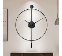 Horloge Murale Tendance, Grande Horloge Murale Décorative Classique avec Pendule, Horloges Murales Modernes en Métal Silencieux sans Tic-tac pour Salon, Chambre, Bureau, Bureau.,Le Noir,Baifantast