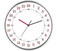 TFA Dostmann Horloge Murale analogique, Affichage 24 Heures, 60.3069.02, avec Chiffres des Heures Rouges et des Minutes Noirs, Cadre en Aluminium, Couvercle en Verre, Blanc