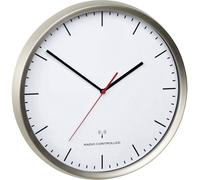 Horloge murale TFA Dostmann 60.3521.02 radiopiloté(e) 30.5 cm x 4.8 cm acier inoxydable (brossé) mécanisme d'horloge silencieux