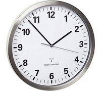 TFA-Dostmann 60.3523.02 radiopiloté(e) Horloge Murale 30.5 cm x 4.3 cm Acier Inoxydable mécanisme dhorloge Silencieux, Fonction déconomie dénergie, Blanc