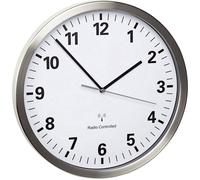 TFA Dostmann Horloge murale radiopilotée 60.3523.02 – 30,5 cm acier inoxydable silencieuse blanche