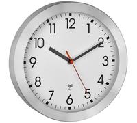 TFA Dostmann 60.3546.02 Horloge Murale analogique Radio-pilotée avec Cadre en métal, Petite, 25 cm de diamètre, pour Cuisine, Bureau, Blanc, (L) 250 x (l) 40 x (H) 250 mm