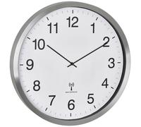 Horloge murale TFA Dostmann 60.3548.02 radiopiloté(e) 50.8 mm x 65 mm blanc, argent grand écran