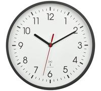 TFA Dostmann Horloge Murale Radio-pilotée analogique 60.3550.01, précision maximale, Moderne, Pendule pour Le Bureau, la Maison, Chambre Enfant, Facile à Lire, Noir