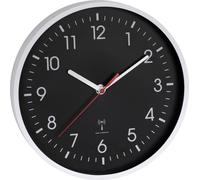 TFA Dostmann 60.3550.20 Horloge Murale analogique Radio-pilotée inversée, Fonctionne avec Piles, Cadran Noir, Horloge analogique, Horloge Radio-pilotée, Facile à Lire, Noir et Blanc