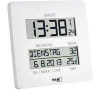 Horloge murale TFA Dostmann 60.4509.02 radiopiloté(e) 27 mm x 195 mm x 195 mm blanc