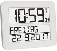 Horloge murale TFA Dostmann 60.4512.02 radiopiloté(e) 258 mm x 212 mm x 30 mm blanc, noir grand écran
