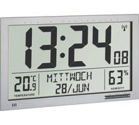 Horloge murale TFA Dostmann 60.4517.54 radiopiloté(e) 368 mm x 230 mm x 29 mm argent grand écran