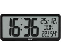 Horloge murale TFA Dostmann 60.4525.01 radiopiloté(e) 356 mm x 161 mm x 27 mm noir grand écran