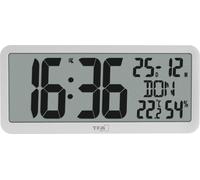 Horloge murale TFA Dostmann 60.4525.02 radiopiloté(e) 356 mm x 27 mm x 161 mm blanc grand écran
