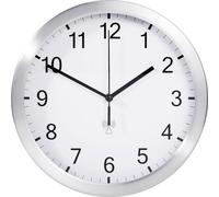 TFA Dostmann Horloge murale radio-pilotée analogique 98.1091 - cadre aluminium 25 cm blanc-argenté