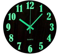 Horloge Murale - Topkey - 12 Pouces - Design En Bois - Silencieuse - Lumineuse
