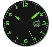 FISHTEC Horloge Murale Phosphorescente Numérique | Écran LCD avec température, cadran vert relaxant, grands chiffres, mécanisme silencieux sans tic-tac, diamètre 25,4 cm