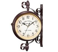 Horloge murale Vintage Double Face Horloge Murale Paddington Station Horloge De Jardin Suspendue Horloge Murale Vintage En Plein Air Décoration Murale Pas de Batterie