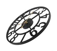 Horloge murale vintage en métal avec mécanisme silencieux et résistant aux intempéries, adaptée pour améliorer les terrasses, les jardins ou les espaces de vie intérieurs (C)
