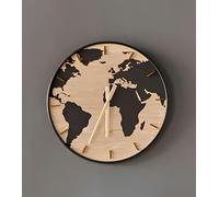 Horloge murale XXL "Monde" Ø 57 cm, horloge de salon moderne aspect bois, horloge de cuisine, horloge à suspendre