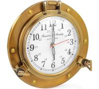 Horloge nautique hublot en laiton antique avec cadran analogique Franklin Murphy - Décor maritime (laiton antique)