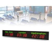 Horloge Numérique à Fuseaux Horaires Multiples, Horloge LED, 5 Niveaux De Luminosité, 3/4/5/6 Villes, Horloge Mondiale pour Hôtels, 3time