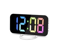 Horloge numérique à Grand écran,réveil électrique LED avec Surface Miroir pour Maquillage avec Mode de Gradation,3 Niveaux de luminosité,Double Ports USB,décoration Moderne pour la Maison,la Chambre